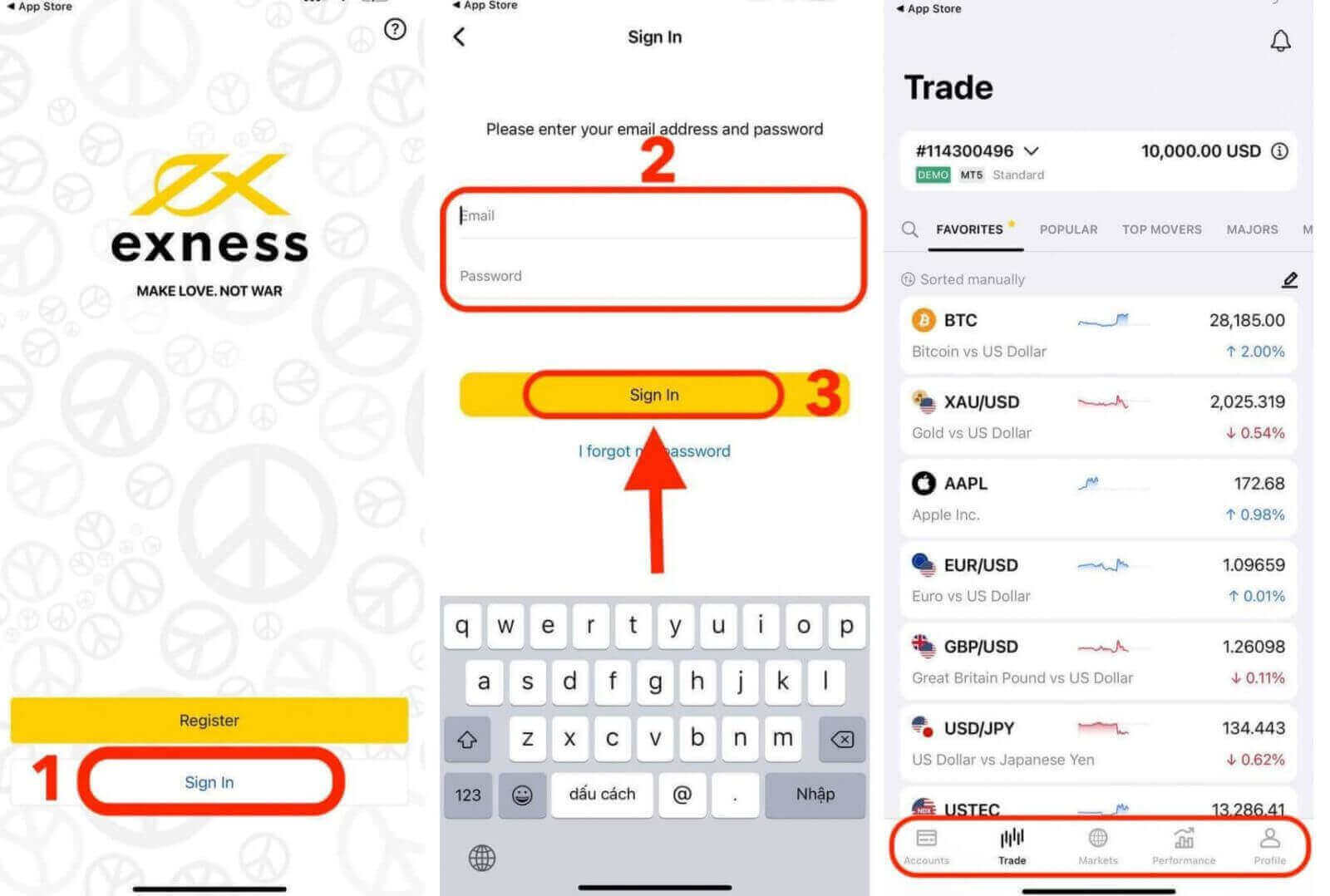 Come accedere e depositare su Exness