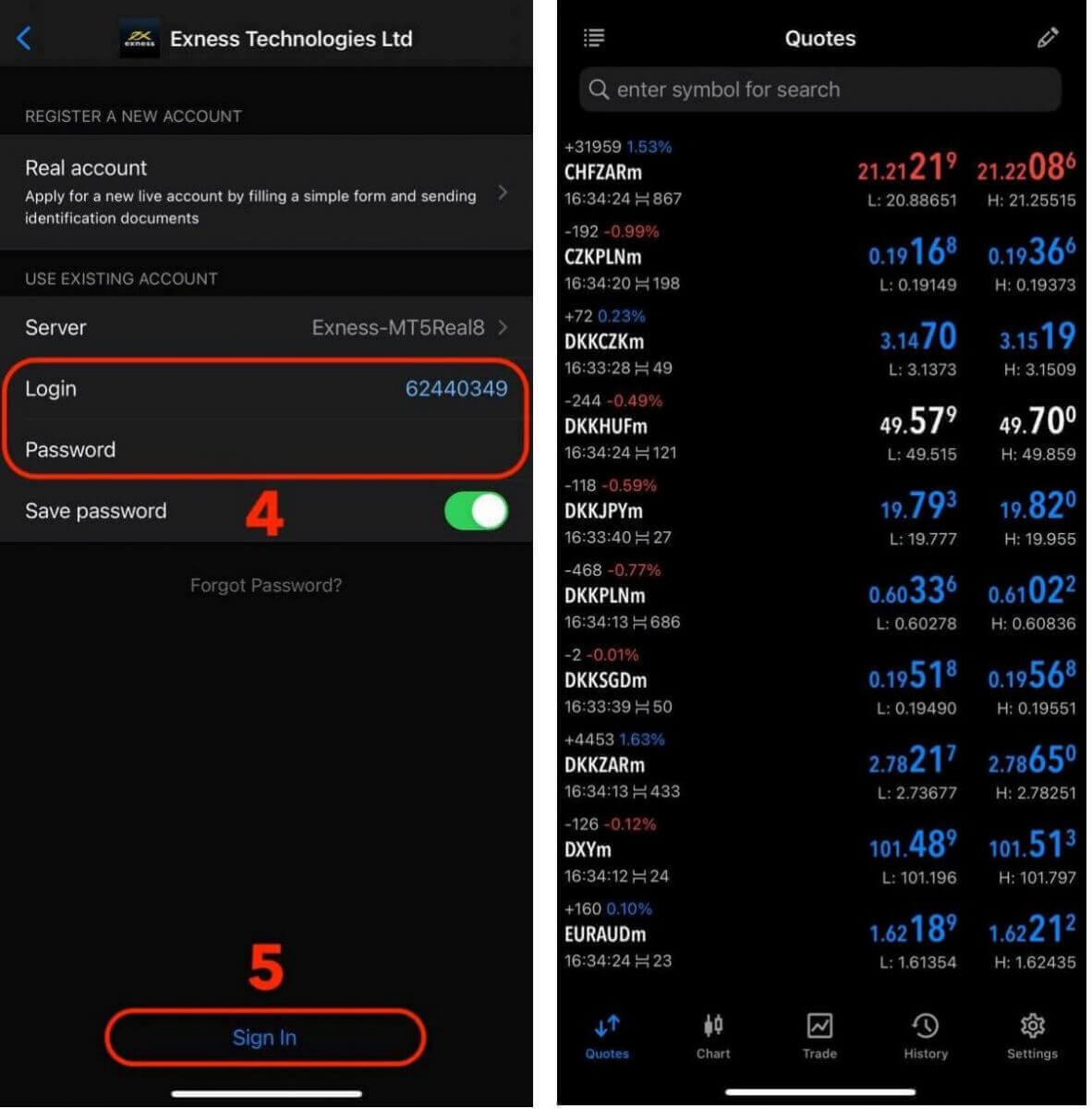 Come accedere e depositare su Exness